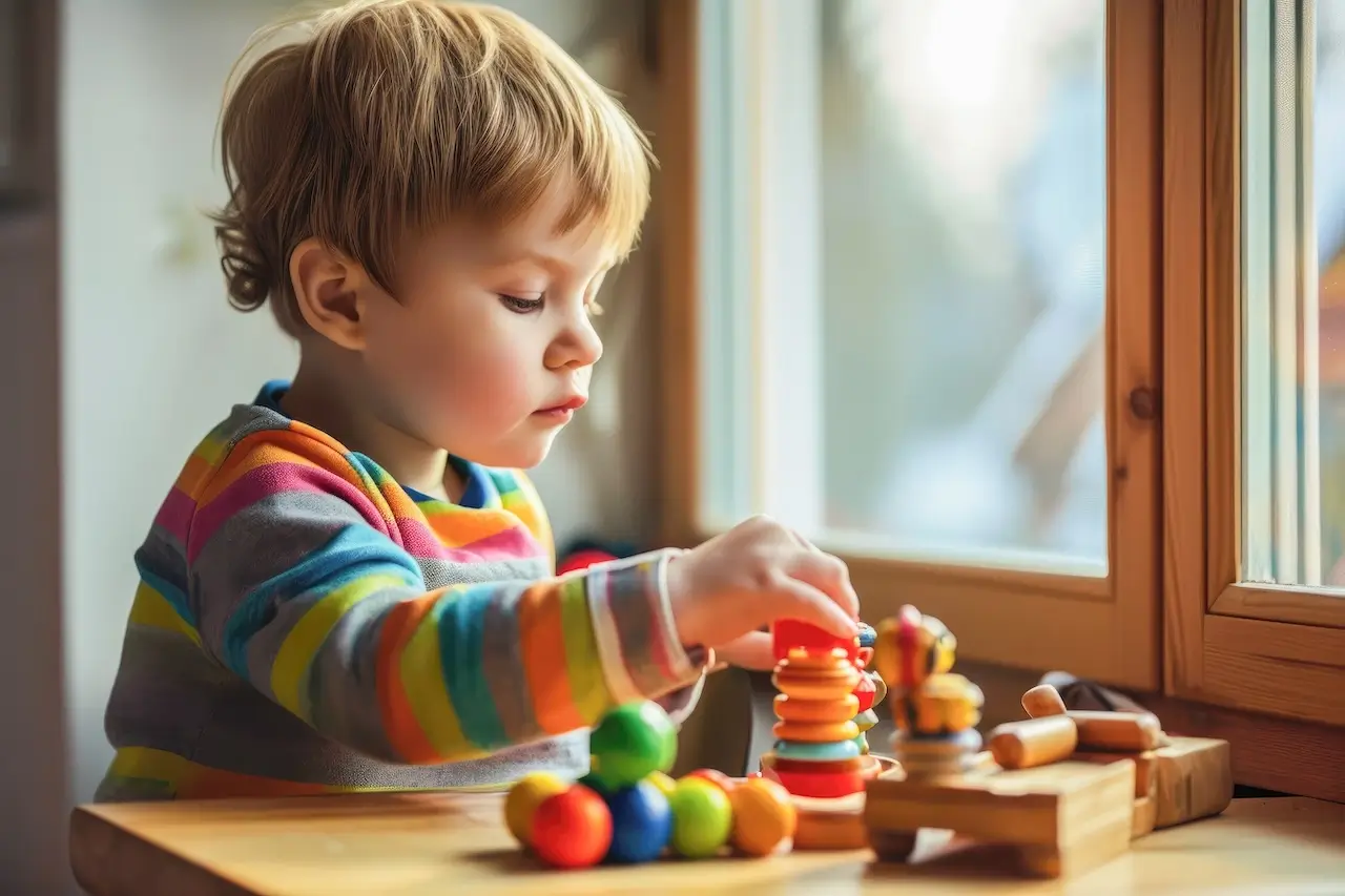 Child playing with blocksl