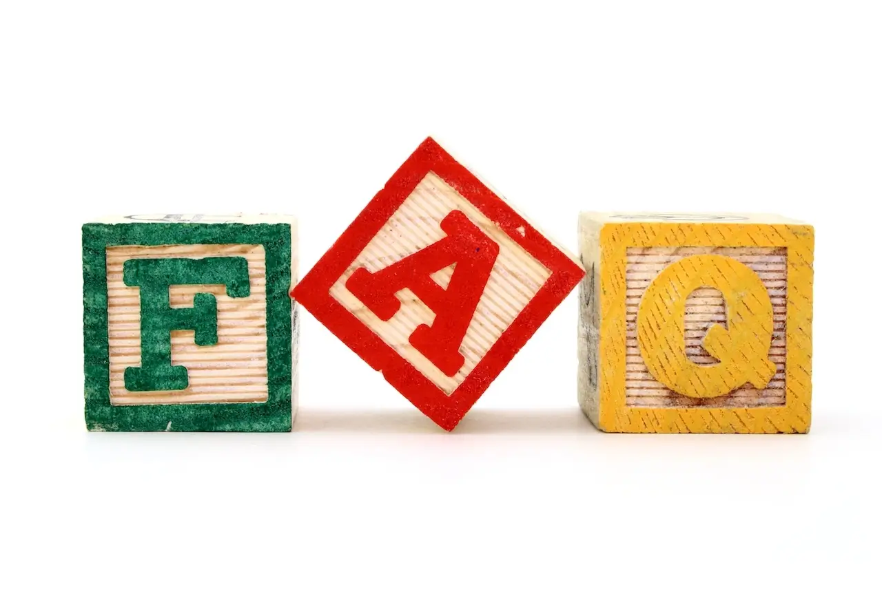 Blocks spelling out the word FAQ